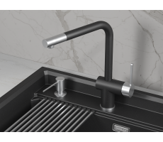 Смеситель для кухни GRANULA 5017, ШВАРЦ (чёрный металлик) 