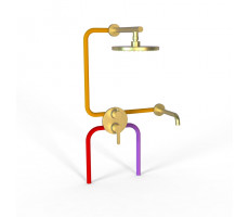 Комплект на 2 потребителя Cox PAINI, для ванны с верхним душем, брашированное золото PVD 78PJSET26911BATHHEAD 