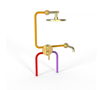 Комплект на 2 потребителя Cox PAINI, для ванны с верхним душем, брашированное золото PVD 78PJSET26911BATHHEAD 