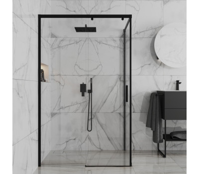 Душевое ограждение 120х80 см PAINI Dax, прямоугольное, раздвижное, универсальное, черный (YO) 84YO12080 