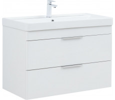 Тумба с раковиной Aquanet Ирис new 90 подвесная 2 ящ. цв. белый глянец 00342092 Тумба с раковиной Aquanet Ирис new 90 подвесная 2 ящ. цв. белый глянец 00342092