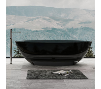 Прозрачная ванна 180х80 ABBER Kristall AT9702Onyx черный