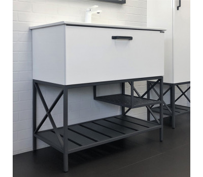 Тумба-умывальник Comforty Бредфорд-90 белый глянец с раковиной Comforty 90E 