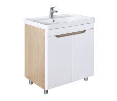 Напольная тумба-умывальник Comforty Печора-70Н белый матовый/дуб светлый с раковиной Comforty 4470 00-00018366 
