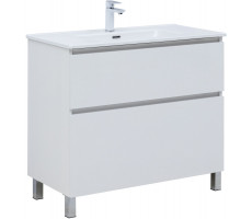 Тумба с раковиной Aquanet Вега 90 (Flat) напольная 2 ящ. цв. белый глянец 00345383 Тумба с раковиной Aquanet Вега 90 (Flat) напольная 2 ящ. цв. белый глянец 00345383