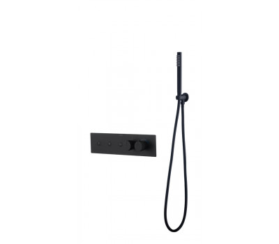 Смеситель FUSION TERMO с ручным душем BLACK Boheme 131-SYS-B черный матовый