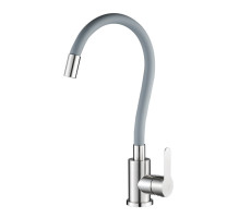 Смеситель для кухни с гибким изливом WesnaArt EKO EKO05-141, сатин/серый