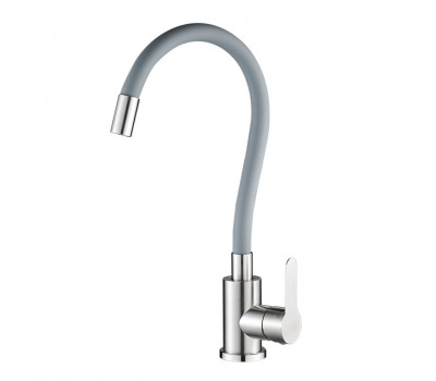 Смеситель для кухни с гибким изливом WesnaArt EKO EKO05-141, сатин/серый