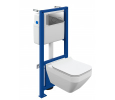 Комплект Cersanit CREA SQUARE CO DPL EO slim инсталляция LINK PRO кнопка TWINS пластик хром глянцев 64443 белый 