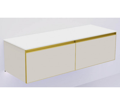 Тумба Armadi Art CASHMERE QUATRO 2 140см профиль MATT GOLD + внутриняя подсветка 790-M2-140(70+70)-CM-MG+L 