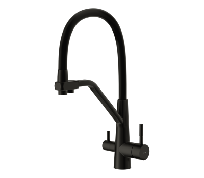 Смеситель Cersanit для кухни VIVO однорычажный с фильтром с гибким изливом черный 68218 черный матовый 