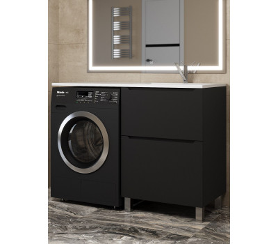 Тумба под стиральную машину Uperwood Tanos 60 см, напольная, черная, 2 ящика TTanosVMF60B2 
