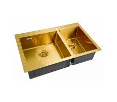 Мойка кухонная ZORG Inox PVD SZR-78-2-51-L BRONZE бронза 