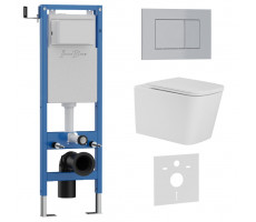 Комплект 3в1 IBERICA BLANCA инсталляция SILENCIO MINI, унитаз TOLEDO ALTO белый, кнопка смыва ESTI-S хром матовый (IB.001M.TLA.234.853) 