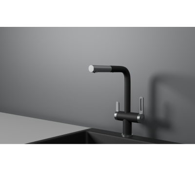 Смеситель для кухни GRANULA GR-8170, ШВАРЦ, С ВЫДВИЖНЫМ ИЗЛИВОМ 