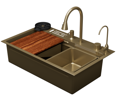 Кухонная мойка многофункциональная D&K матовое золото DKS754607 Кухонная мойка многофункциональная D&K матовое золото DKS754607