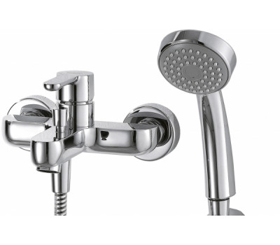 Смеситель для ванны с коротким изливом с аксессуарами Bravat Stream F63783C-B хром 