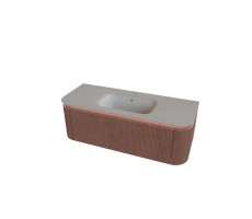 Тумба под раковину подвесная Knotlor ОБЛАКО 119 см красный дуб рифленая 