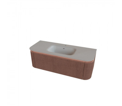 Тумба под раковину подвесная Knotlor ОБЛАКО 119 см красный дуб рифленая 