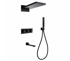 Душевая система ABBER Daheim AF8253B скрытого монтажа с изливом, термостат, черный матовый Душевая система ABBER Daheim AF8253B скрытого монтажа с изливом, термостат, черный матовый