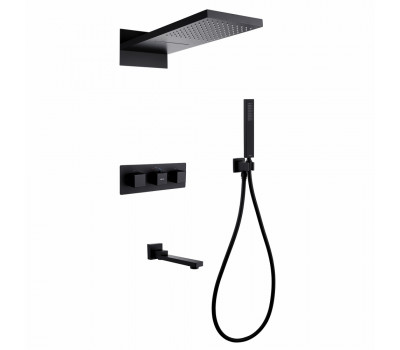 Душевая система ABBER Daheim AF8253B скрытого монтажа с изливом, термостат, черный матовый Душевая система ABBER Daheim AF8253B скрытого монтажа с изливом, термостат, черный матовый