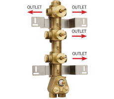 Скрытая часть с девиатором для термостата HighFlow на 4 потребителя BOSSINI 4 OUTLETS Z030271000