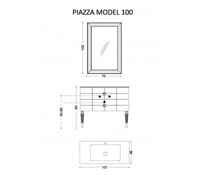 Тумба Armadi Art Piazza 100 черная + Хром 841-100-BCR Тумба Armadi Art Piazza 100 черная + Хром 841-100-BCR