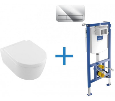 Унитаз с инсталляцией Villeroy & Boch Avento 5656 HR 01 (инсталляция 9224 61 00 + клавиша 9224 90 61) 