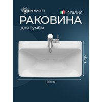 Раковина для ванной полувстраиваемая Uperwood Ocean 80 см, белая глянцевая ROcean80wg 