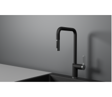 Смеситель для кухни GRANULA GR-8173, ШВАРЦ, С ВЫДВИЖНЫМ ИЗЛИВОМ 