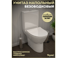 Унитаз напольный безободковый с быстросъемным сиденьем микролифт Teymi Ritta T40803 