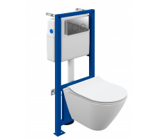 Комплект Cersanit CITY SMART CO DPL EO slim инсталляция LINK PRO кнопка TWINS пластик хром глянцевы 68306 белый 