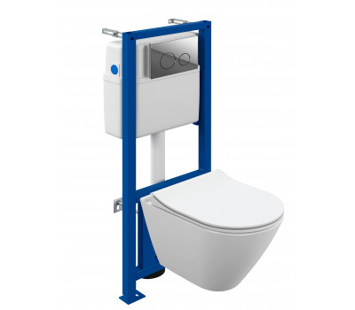 Комплект Cersanit CITY SMART CO DPL EO slim инсталляция LINK PRO кнопка TWINS пластик хром глянцевы 68306 белый 