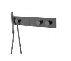 Смеситель ZODIAC THERMO с ручным душем SHINE GUN METAL Boheme 133-SYS-SGM графит глянец 