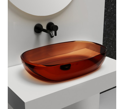 Раковина накладная прозрачная ABBER Kristall AT2805Opal коричневая 