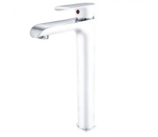 Смеситель для раковины высокий Grocenberg GB3010WC, белый/хром 