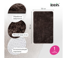 Коврик для ванной комнаты, 50x80, микрофибра, темно-коричневый, IDDIS, BSQS08Mi12 Коврик для ванной комнаты, 50x80, микрофибра, темно-коричневый, IDDIS, BSQS08Mi12