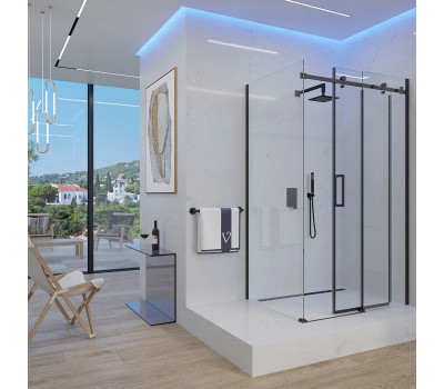 Душевой угол Veconi Rovigo RV-074B, 1300х800х1950 черный матовый, стекло прозрачное  Душевой угол Veconi Rovigo RV-074B, 1300х800х1950 черный матовый, стекло прозрачное