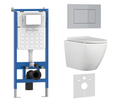 Комплект 3в1 IBERICA BLANCA инсталляция SILENCIO, унитаз BILBAO ALTO белый, кнопка смыва ESTI-S хром матовый (IB001.BLA.234.853) 