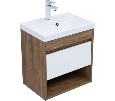 Тумба под раковину Aquanet Тренд 50 дуб рустикальный/белый сатин 00345116 Тумба под раковину Aquanet Тренд 50 дуб рустикальный/белый сатин 00345116