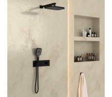 Душевой комплект Vincea VSFW-422T1MB встраиваемый, термостатический, 2 режима, черный 