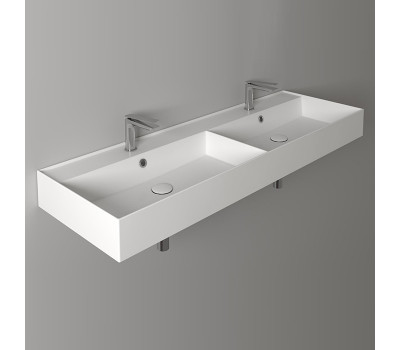 Двойная раковина с 2 отверстиями под смеситель 141х46см SIMAS Agile AG141D bi*2 Белый 