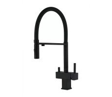 Смеситель для кухни с гибким изливом и подключением фильтра Grocenberg GB4098BL, черный 