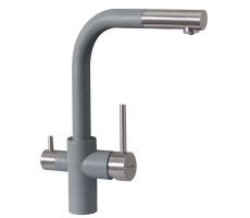 Смеситель для кухни с выдвижным изливом и подключением фильтра Florentina КРИСТАЛЛ 333.32H.2123.307, серый шёлк Смеситель для кухни с выдвижным изливом и подключением фильтра Florentina КРИСТАЛЛ 333.32H.2123.307, серый шёлк