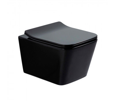 Унитаз OLIVE'S подвесной, черный глянец, сиденье дюропласт PORTO PR30117DP черный 