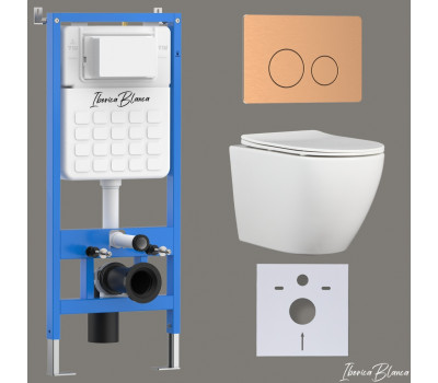 Комплект 3в1 IBERICA BLANCA инсталляция SILENCIO, унитаз BILBAO ALTO белый, кнопка смыва INOX-О розовое золото матовое (IB001.BLA.234.8172) Комплект 3в1 IBERICA BLANCA инсталляция SILENCIO, унитаз BILBAO ALTO белый, кнопка смыва INOX-О розовое золото матовое (IB001.BLA.234.8172)