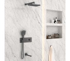 Душевой комплект Vincea VSFW-432T1GM встраиваемый, термостатический, 3 режима, вороненая сталь 