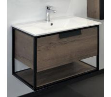 Тумба-умывальник Comforty Бонн-75 дуб темный с раковиной Comforty 75E 00-00006487 