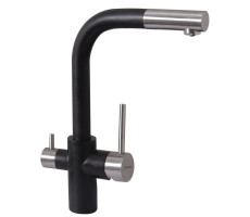 Смеситель для кухни с выдвижным изливом и подключением фильтра Florentina КРИСТАЛЛ 333.32H.2123.302, антрацит Смеситель для кухни с выдвижным изливом и подключением фильтра Florentina КРИСТАЛЛ 333.32H.2123.302, антрацит