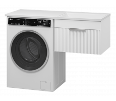 Тумба под раковину Brevita Enfida 60 под стиральную машину подвесная (белая) с раковиной Эстет Даллас 120 правая УТ000016095 